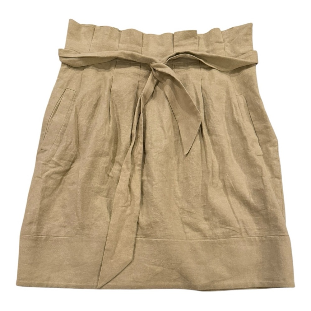 BCBG Maxazria Paper Bag Linen Blend Pleated Skirt w/ Belted Tie Women’s Size 4